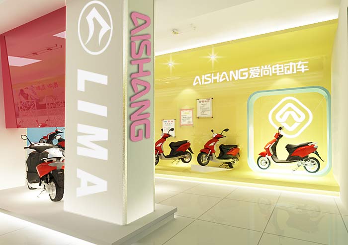 電動(dòng)車銷售展示中心、店面背景墻裝修設(shè)計(jì)案例效果圖